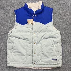 Patagonia Vest Mens Large Sleet Green Reversible Bivy Down Sherpa Fleece NEW